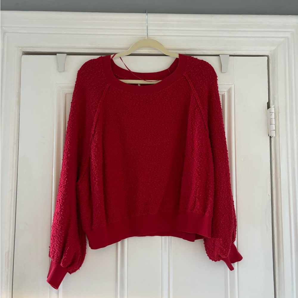Free People Red Boucle Sweater
